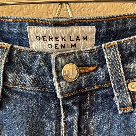 Derek Lam Dark Blue Flare Jeans with White Embroidery size 26 - Picture 5 of 15